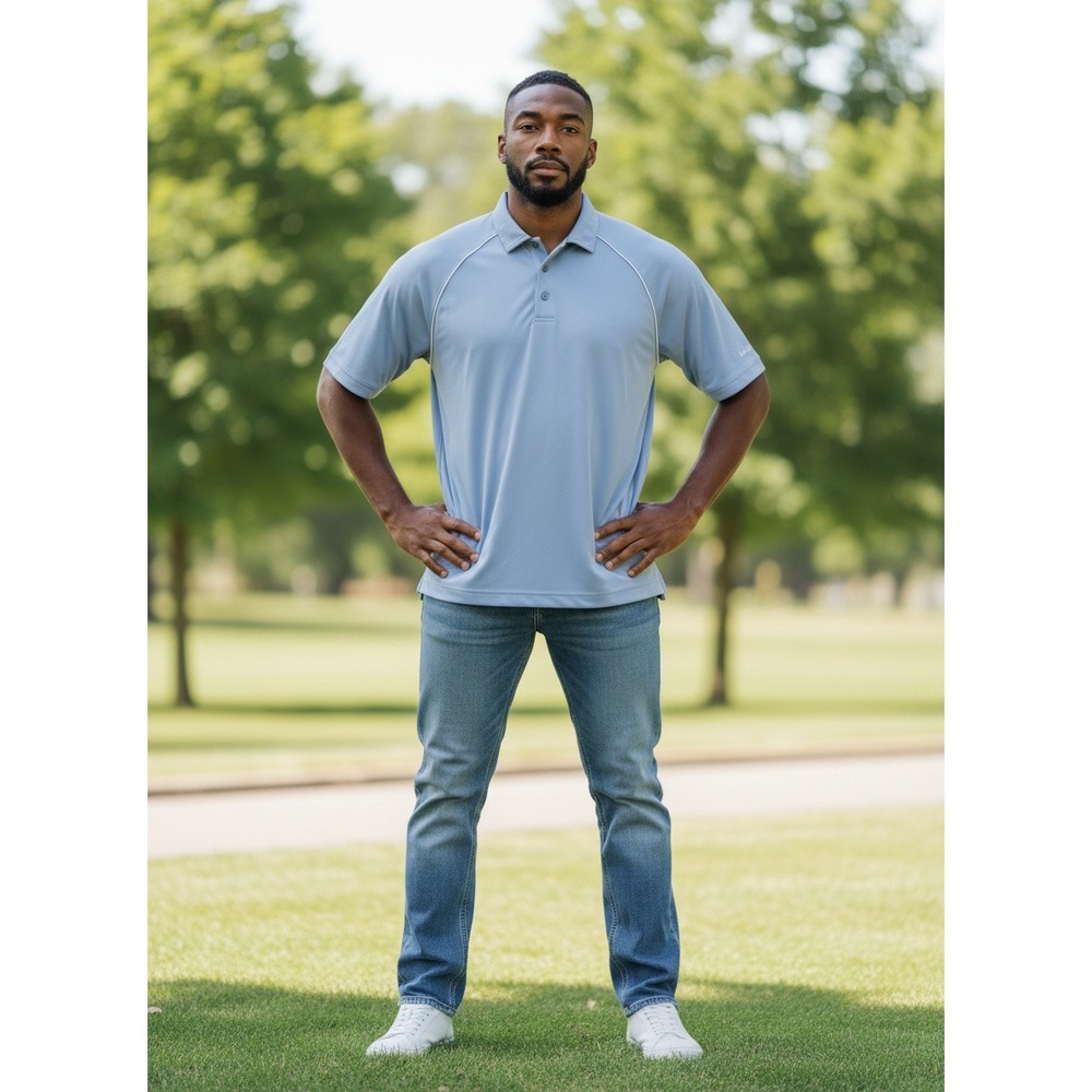 FootJoy‎ Golf Polo Shirt XL Light Blue Short Sleeve Raglan Piping Performance FJ
